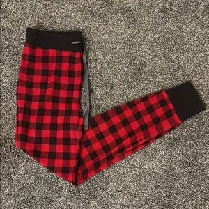 Eddie Bauer Red and Black Waffle Knit Buffalo Plaid Pajama Bottoms